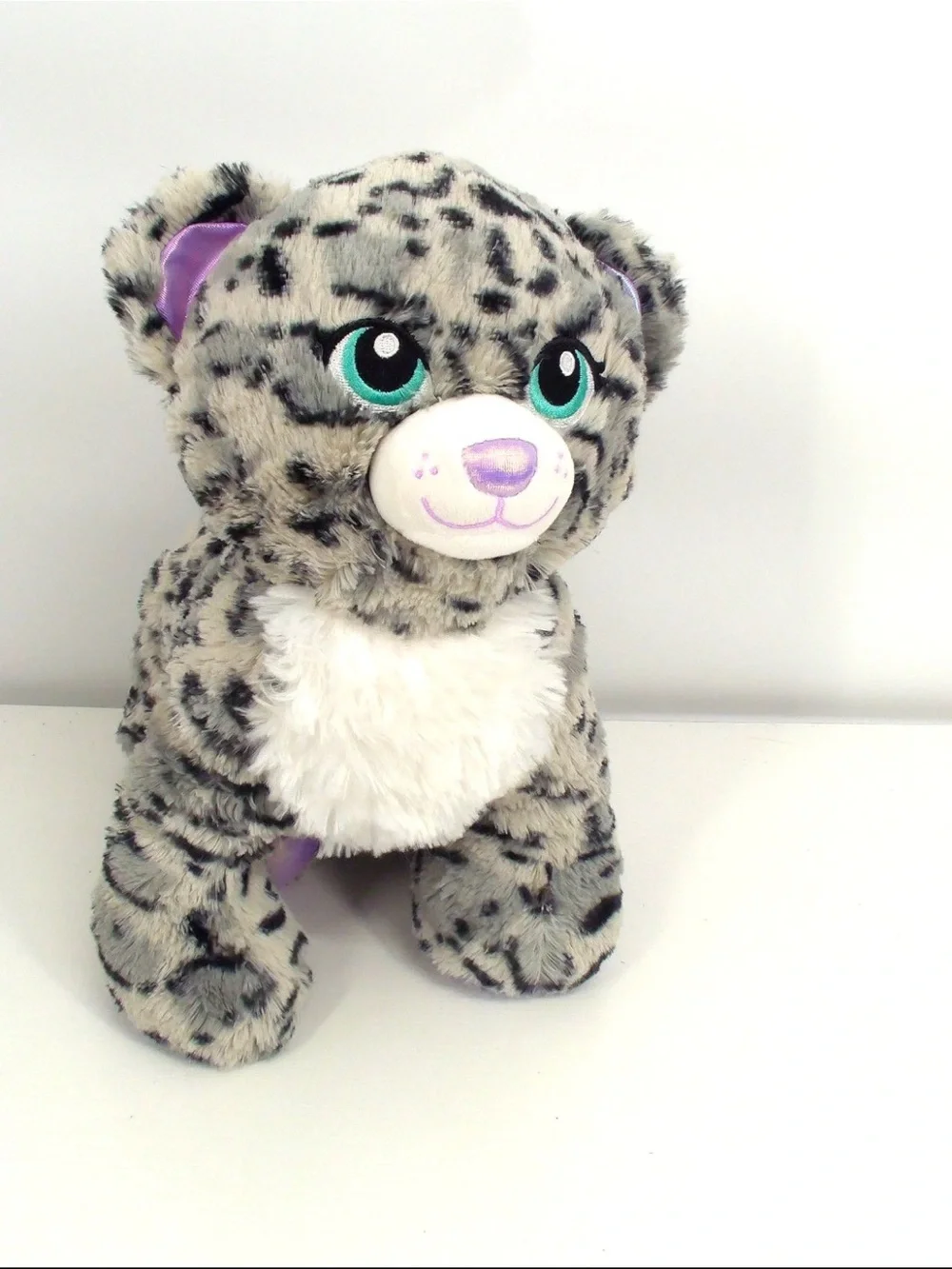 Build A Bear Snow Leopard Teal Eyes Purple Sparkle Iridescent Plush Stuffed Rare